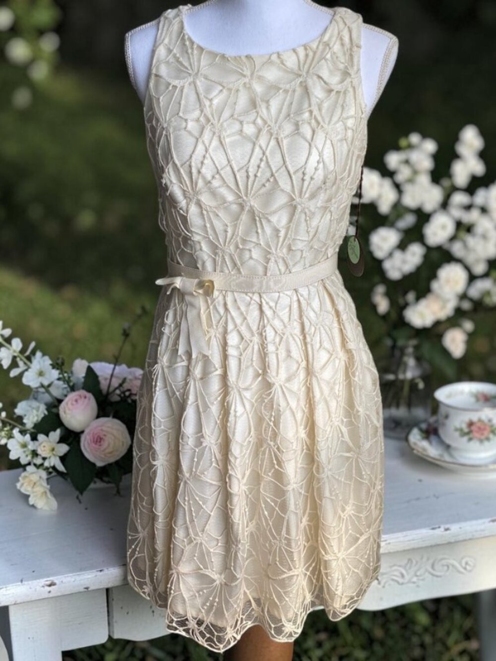 Eva Franco Violet Ivory Lace Dress NWT Bridal Shower Garden Party Mini Dress